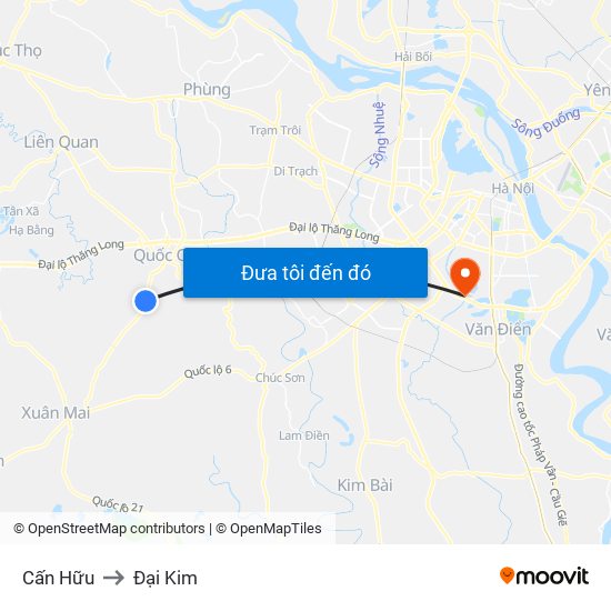 Cấn Hữu to Đại Kim map