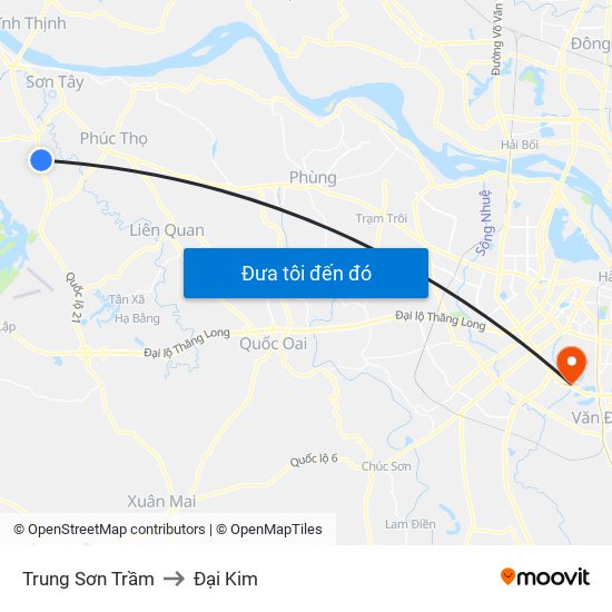 Trung Sơn Trầm to Đại Kim map