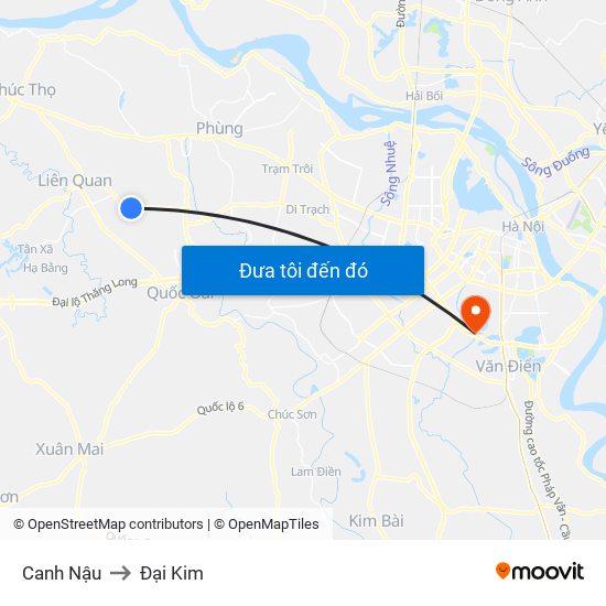 Canh Nậu to Đại Kim map