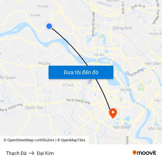 Thạch Đà to Đại Kim map