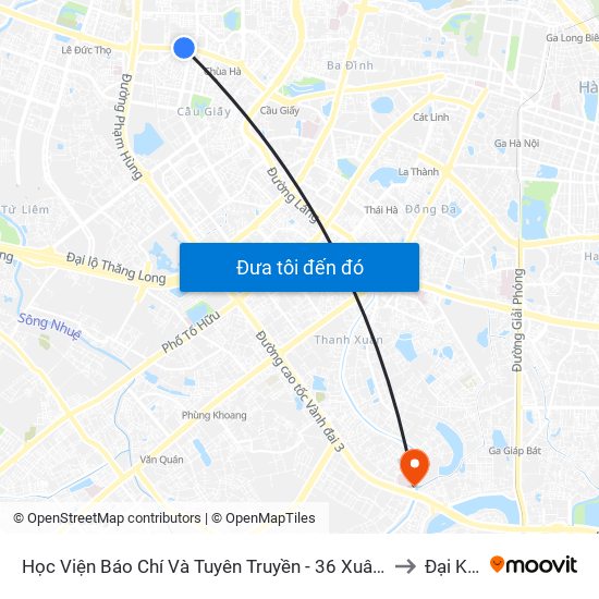 Học Viện Báo Chí Và Tuyên Truyền - 36 Xuân Thủy to Đại Kim map