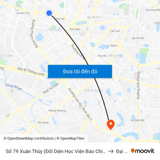 Số 79 Xuân Thủy (Đối Diện Học Viện Báo Chí Và Tuyên Truyền) to Đại Kim map