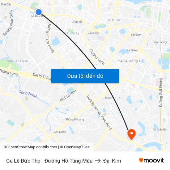 Ga Lê Đức Thọ - Đường Hồ Tùng Mậu to Đại Kim map