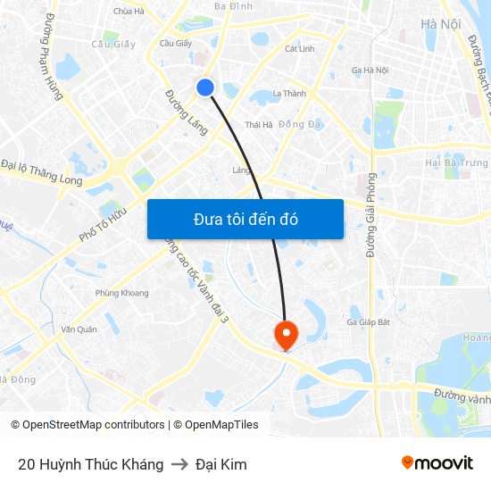 20 Huỳnh Thúc Kháng to Đại Kim map