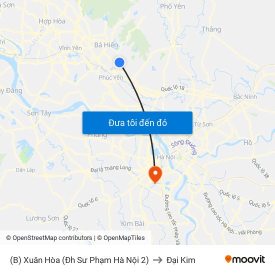 (B) Xuân Hòa (Đh Sư Phạm Hà Nội 2) to Đại Kim map