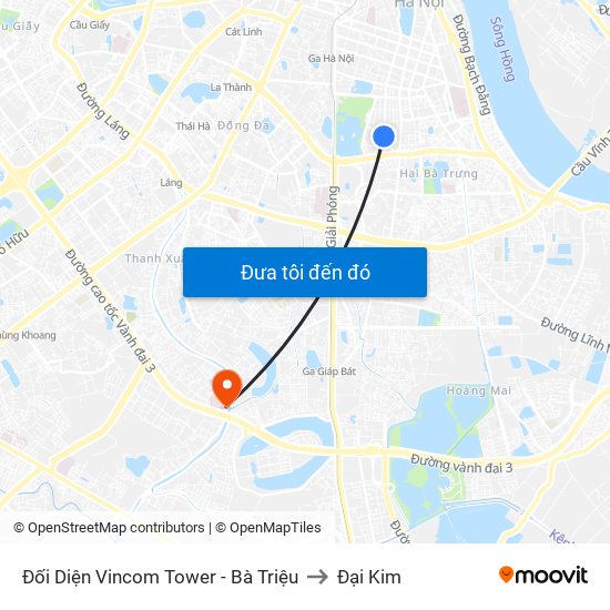 Đối Diện Vincom Tower - Bà Triệu to Đại Kim map