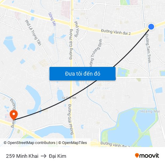 259 Minh Khai to Đại Kim map