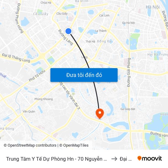 Trung Tâm Y Tế Dự Phòng Hn - 70 Nguyễn Chí Thanh to Đại Kim map