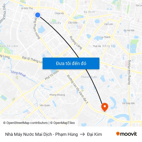 Nhà Máy Nước Mai Dịch - Phạm Hùng to Đại Kim map