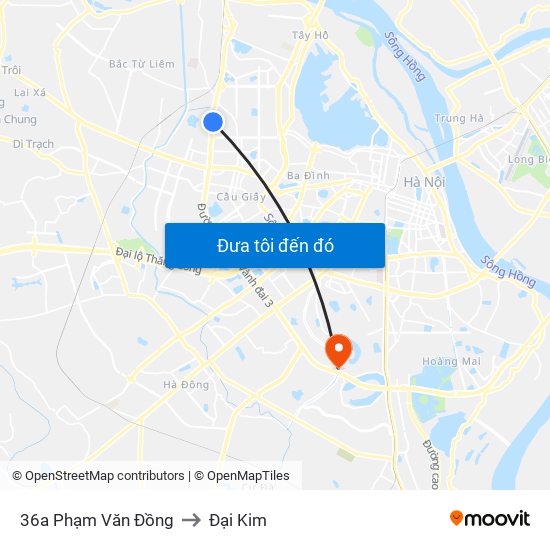 36a Phạm Văn Đồng to Đại Kim map
