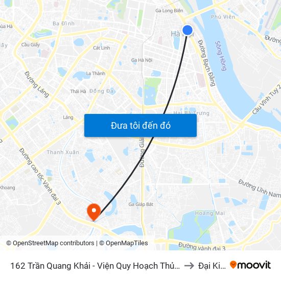 162 Trần Quang Khải - Viện Quy Hoạch Thủy Lợi to Đại Kim map