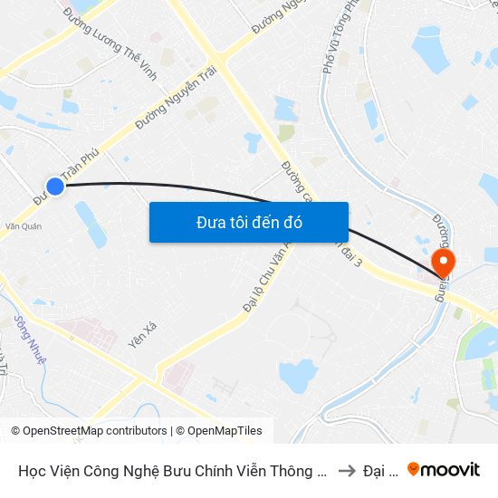 Học Viện Công Nghệ Bưu Chính Viễn Thông - Trần Phú (Hà Đông) to Đại Kim map