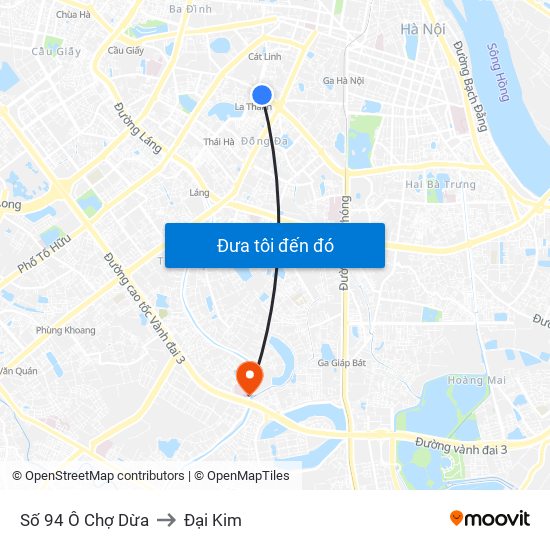 Số 94 Ô Chợ Dừa to Đại Kim map