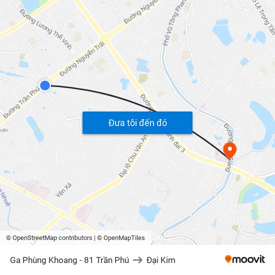 Ga Phùng Khoang - 81 Trần Phú to Đại Kim map