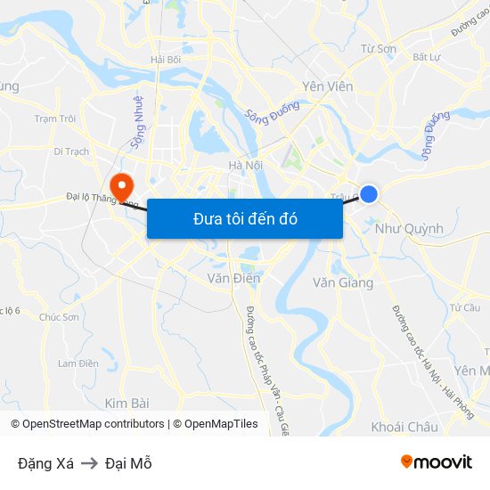 Đặng Xá to Đại Mỗ map