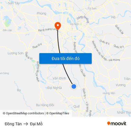 Đồng Tân to Đại Mỗ map