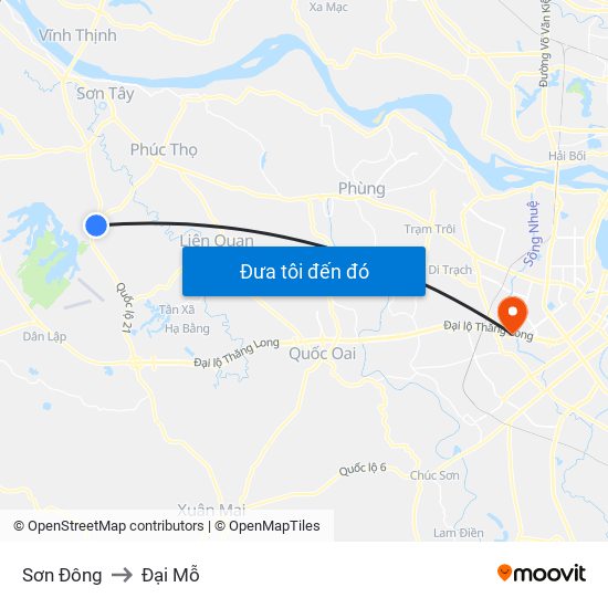 Sơn Đông to Đại Mỗ map