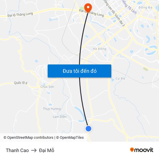 Thanh Cao to Đại Mỗ map