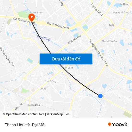 Thanh Liệt to Đại Mỗ map