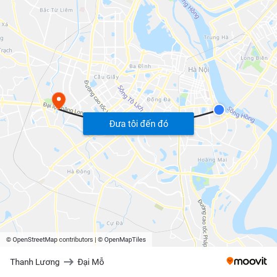 Thanh Lương to Đại Mỗ map