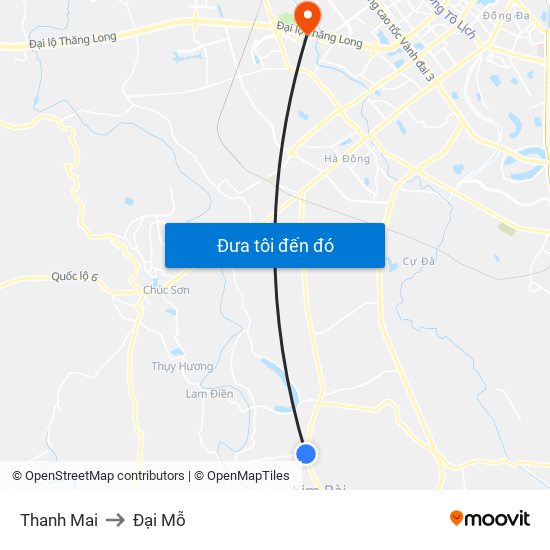 Thanh Mai to Đại Mỗ map