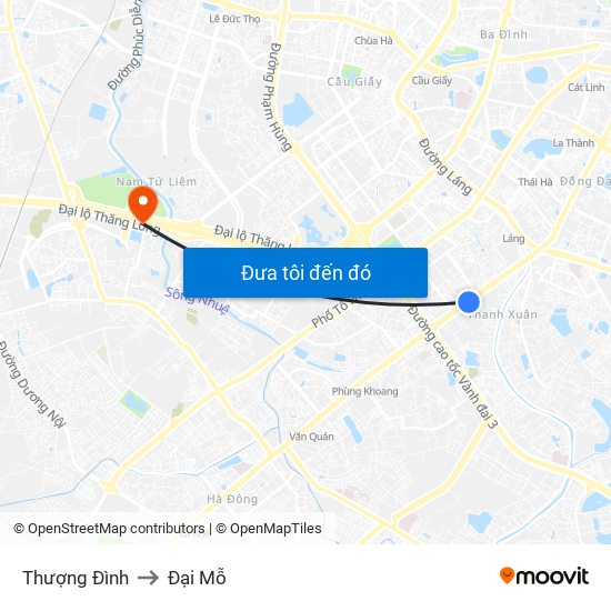 Thượng Đình to Đại Mỗ map