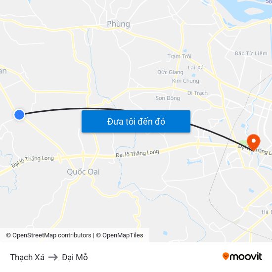 Thạch Xá to Đại Mỗ map