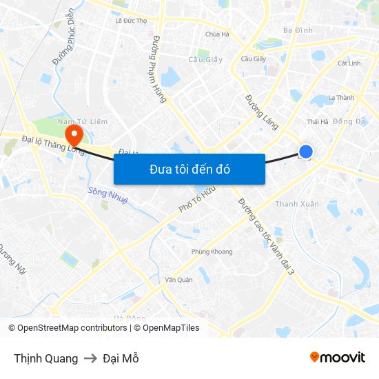 Thịnh Quang to Đại Mỗ map