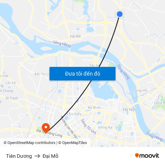 Tiên Dương to Đại Mỗ map