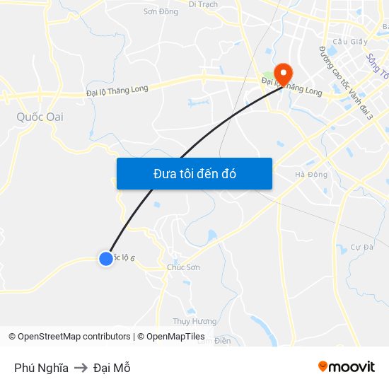 Phú Nghĩa to Đại Mỗ map