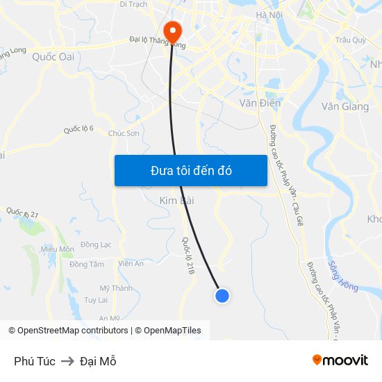 Phú Túc to Đại Mỗ map