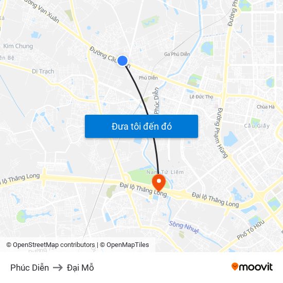 Phúc Diễn to Đại Mỗ map