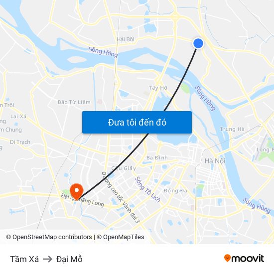 Tầm Xá to Đại Mỗ map