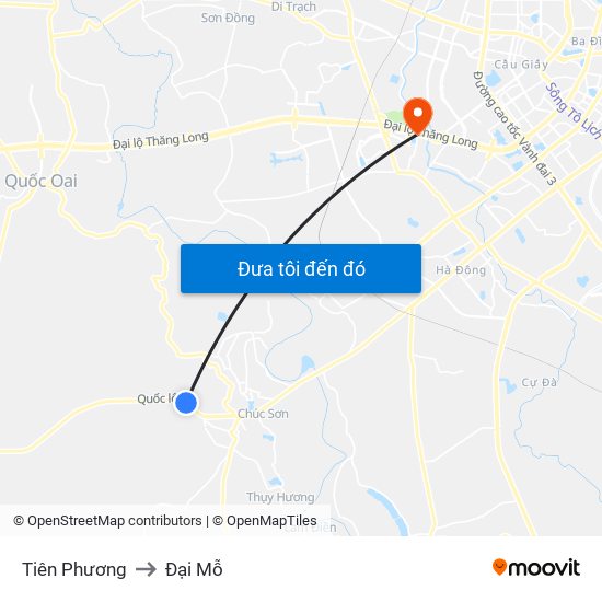 Tiên Phương to Đại Mỗ map