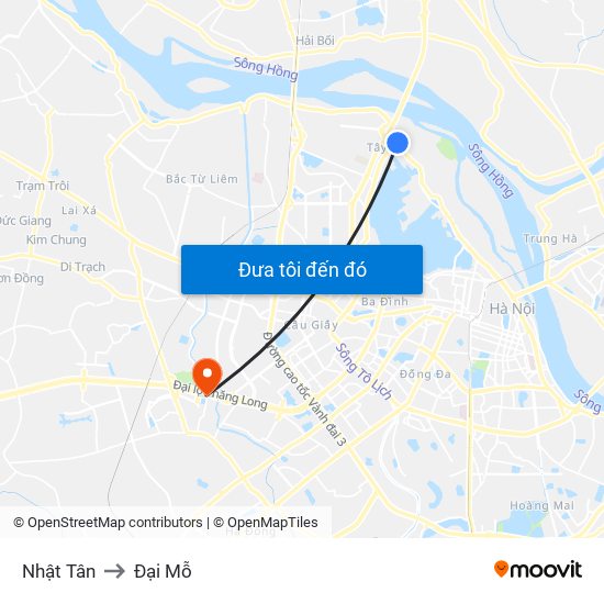 Nhật Tân to Đại Mỗ map