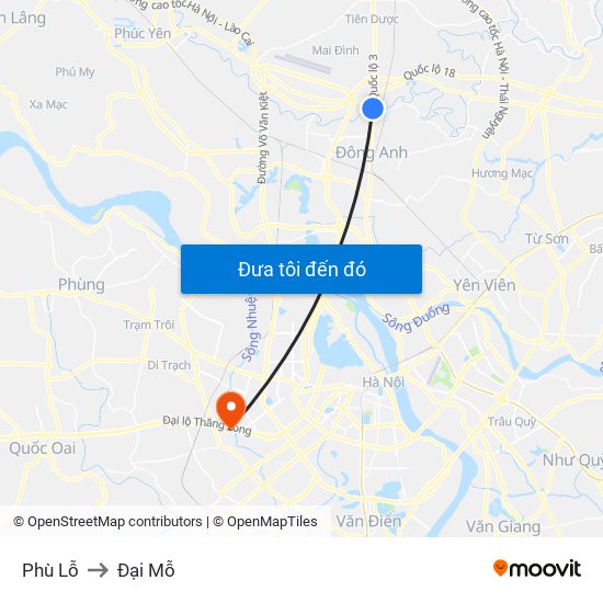 Phù Lỗ to Đại Mỗ map