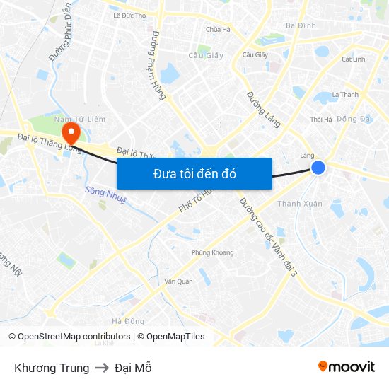 Khương Trung to Đại Mỗ map