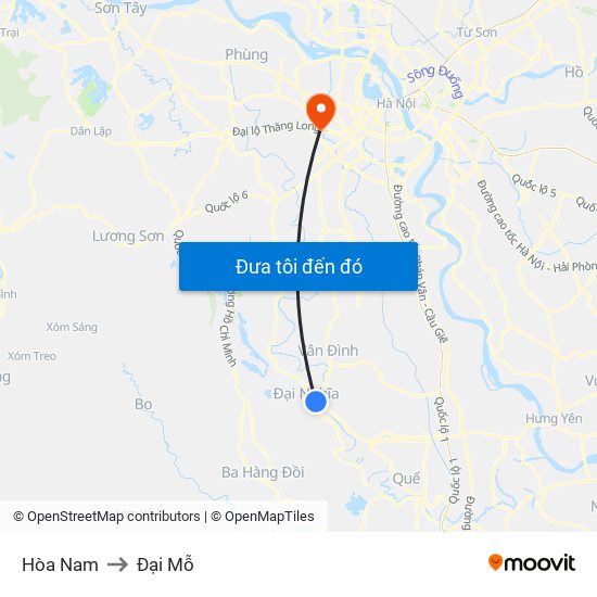 Hòa Nam to Đại Mỗ map