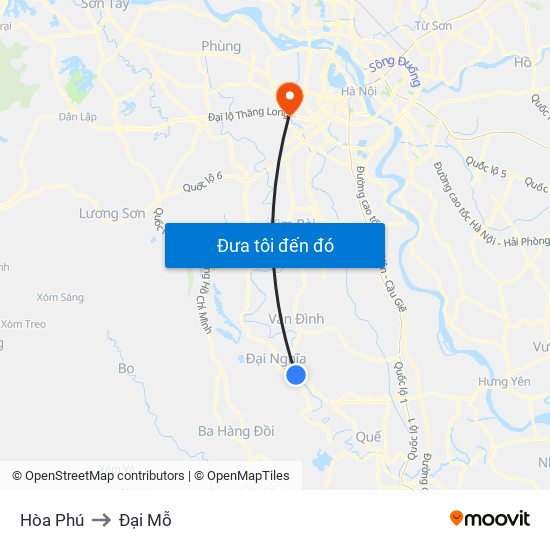 Hòa Phú to Đại Mỗ map