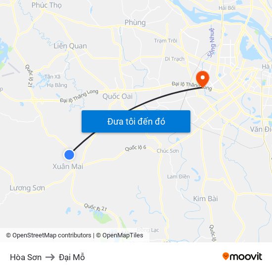 Hòa Sơn to Đại Mỗ map