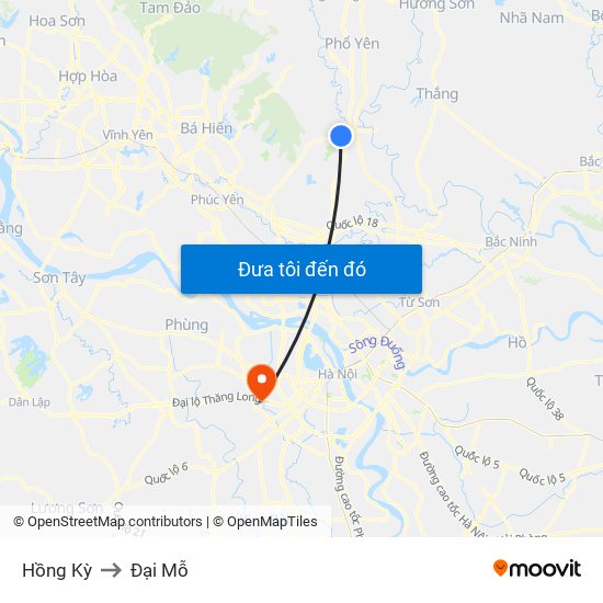 Hồng Kỳ to Đại Mỗ map