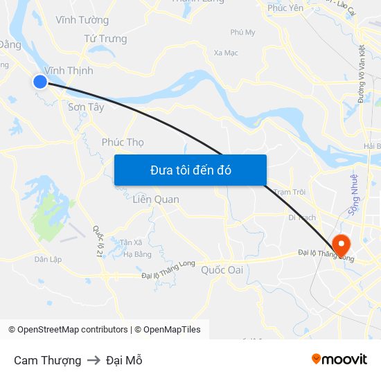 Cam Thượng to Đại Mỗ map