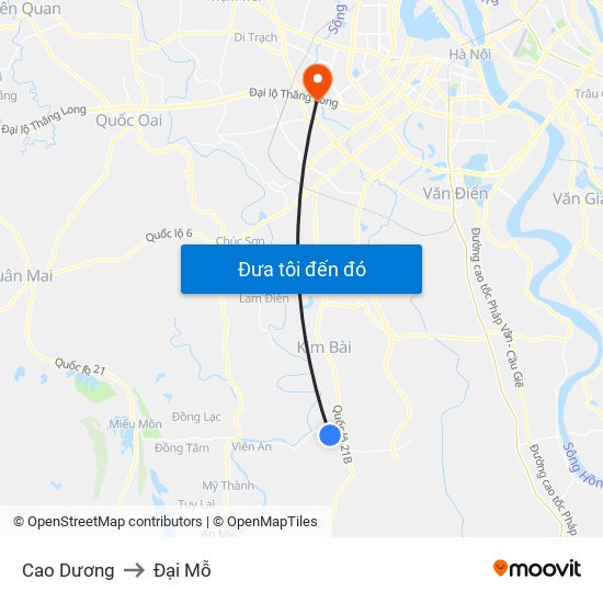 Cao Dương to Đại Mỗ map