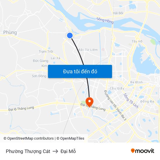 Phường Thượng Cát to Đại Mỗ map