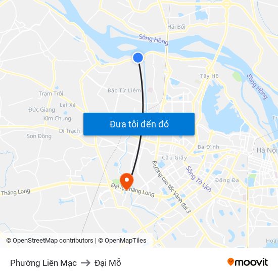 Phường Liên Mạc to Đại Mỗ map