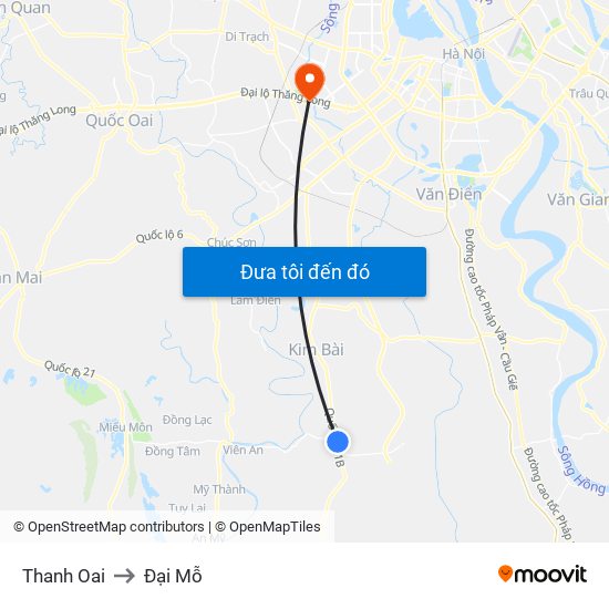 Thanh Oai to Đại Mỗ map