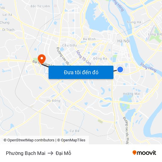 Phường Bạch Mai to Đại Mỗ map