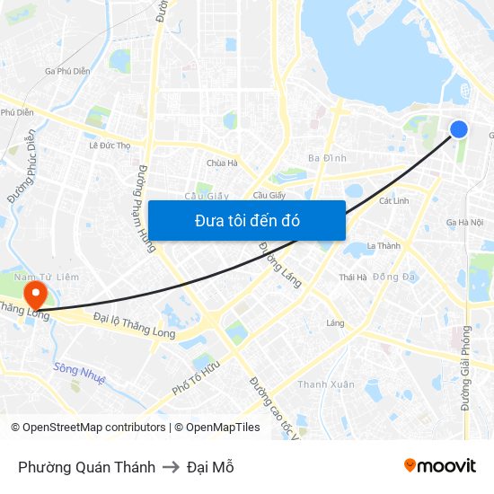 Phường Quán Thánh to Đại Mỗ map