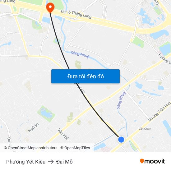 Phường Yết Kiêu to Đại Mỗ map