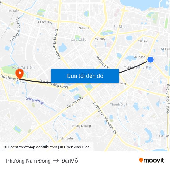 Phường Nam Đồng to Đại Mỗ map